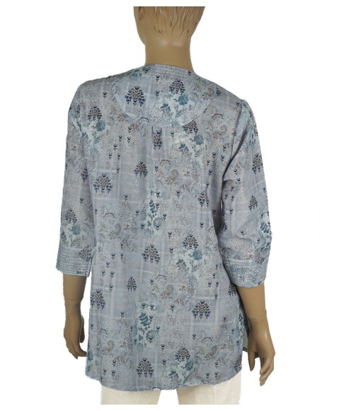 Casual Kurti - Small Blue Roses Casual Kurti - Small Blue Roses