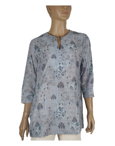 Casual Kurti - Small Blue Roses Casual Kurti - Small Blue Roses