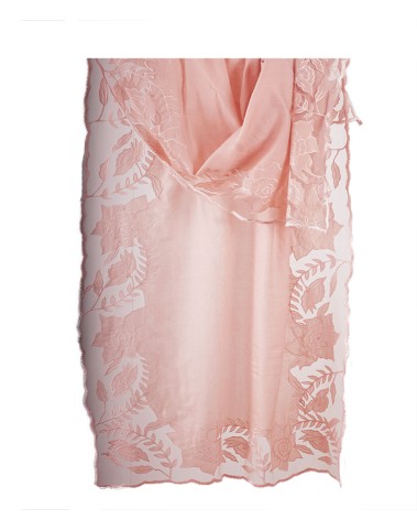 Dusty Pink Floral Cutwork Stole