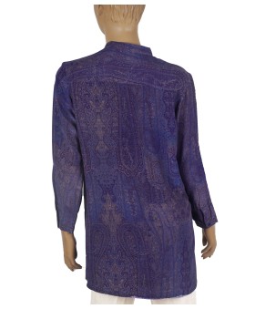 Long Silk Shirt - Pruple Ethnic
