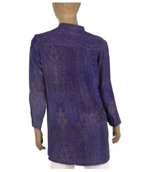 Long Silk Shirt - Pruple Ethnic