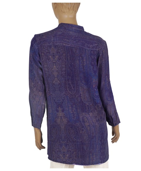 Long Silk Shirt - Pruple Ethnic