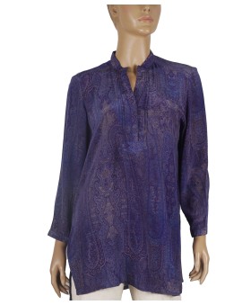 Long Silk Shirt - Pruple Ethnic
