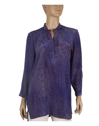 Long Silk Shirt - Pruple Ethnic