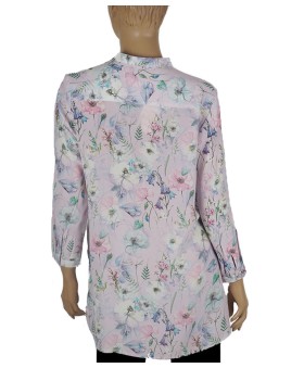 Long Silk Shirt - Lilac Floral