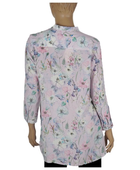 Long Silk Shirt - Lilac Floral Long Silk Shirt - Lilac Floral