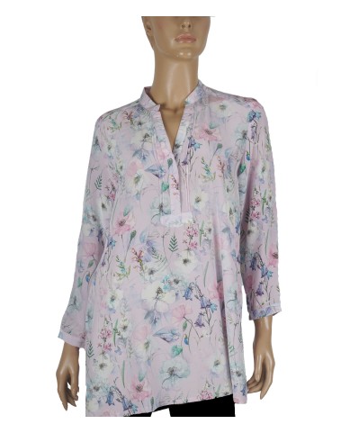 Long Silk Shirt - Lilac Floral Long Silk Shirt - Lilac Floral