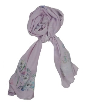 Crepe Silk Scarf - Lilac Floral 