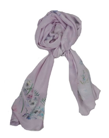 Crepe Silk Scarf - Lilac Floral 