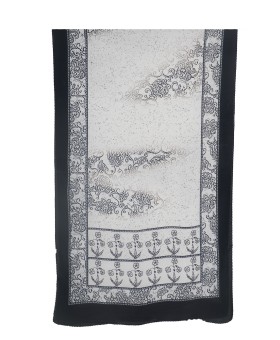 Crepe Silk Scarf - Black Flowers