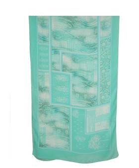 Crepe Silk Scarf - Aqua Blue Ethnic