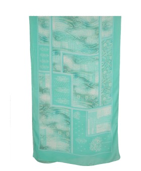 Crepe Silk Scarf - Aqua Blue Ethnic