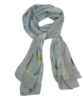 Crepe Silk Scarf - Big Yellow Flowers