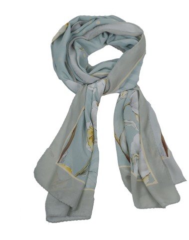 Crepe Silk Scarf - Big Yellow Flowers
