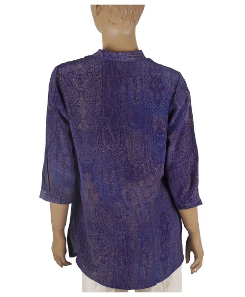 Short Silk Shirt -Purple Ethnic