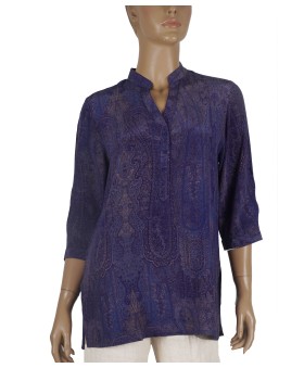 Short Silk Shirt -Purple Ethnic