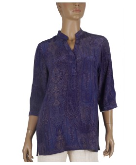 Short Silk Shirt -Purple Ethnic