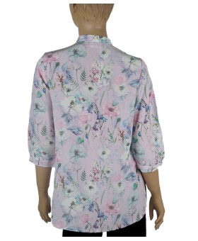 Short Silk Shirt - Lilac Floral