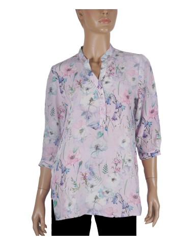 Short Silk Shirt - Lilac Floral