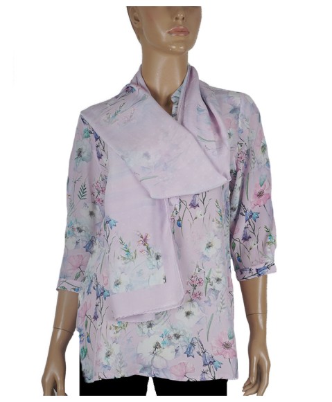 Short Silk Shirt - Lilac Floral