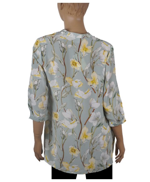 Short Silk Shirt - Big Yellow Flowers