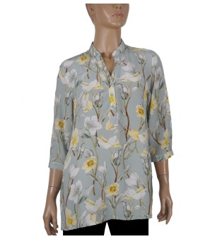 Short Silk Shirt - Big Yellow Flowers