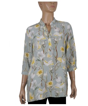 Short Silk Shirt - Big Yellow Flowers
