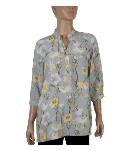 Short Silk Shirt - Big Yellow Flowers