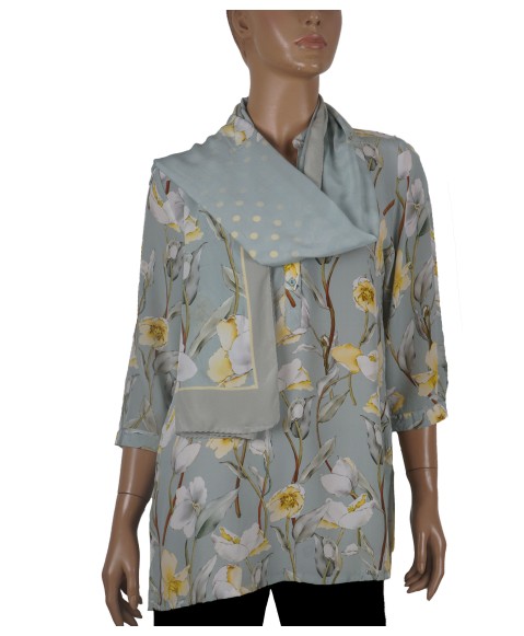 Short Silk Shirt - Big Yellow Flowers