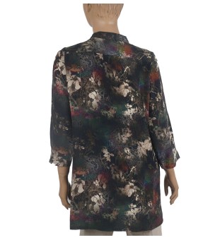 Antique Silk Kurti - Beige Floral