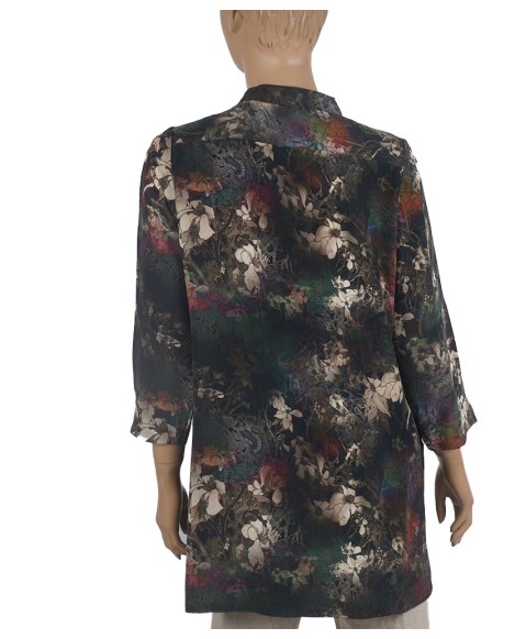 Antique Silk Kurti - Beige Floral