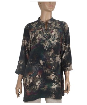 Antique Silk Kurti - Beige Floral