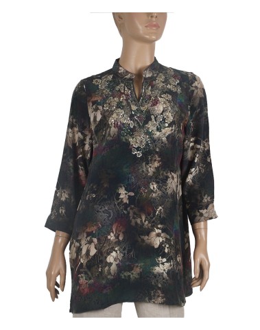 Antique Silk Kurti - Beige Floral