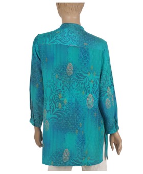 Long Silk Shirt - Aqua Green