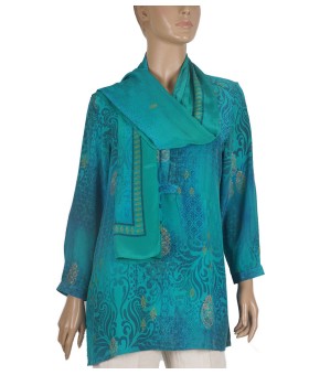 Long Silk Shirt - Aqua Green