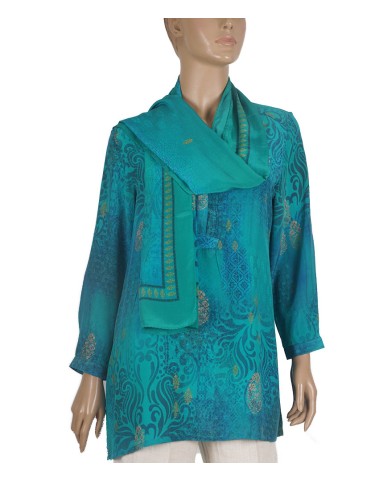 Long Silk Shirt - Aqua Green