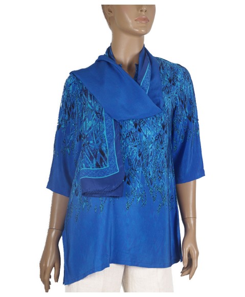 Long Silk Shirt -Abstract