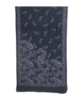 Crepe Silk Scarf - Blue Paisley