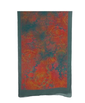Crepe Silk Scarf - Rust Abstract