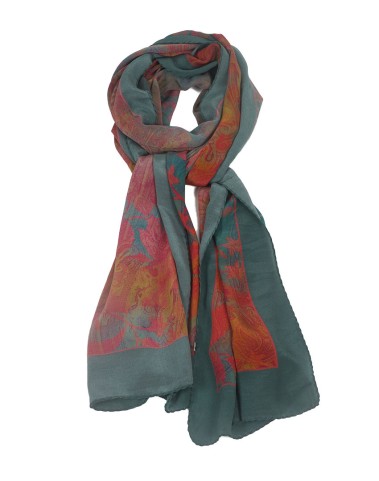 Crepe Silk Scarf - Rust Abstract