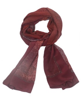 Crepe Silk Scarf - Maroon Floral