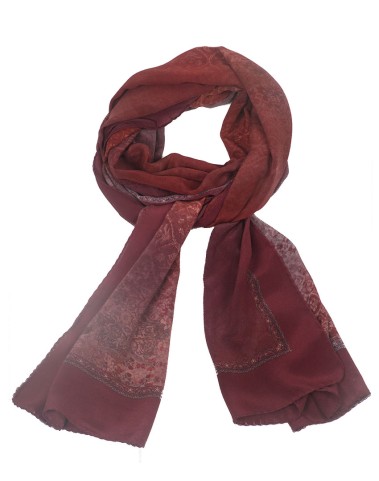 Crepe Silk Scarf - Maroon Floral