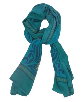 Crepe Silk Scarf - Aqua Green