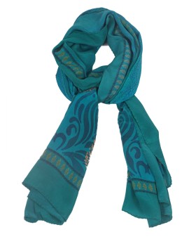 Crepe Silk Scarf - Aqua Green