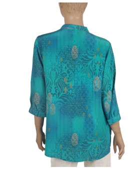 Short Silk Shirt - Aqua Green 