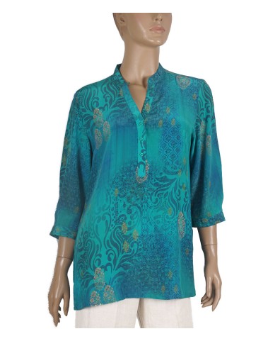 Short Silk Shirt - Aqua Green 