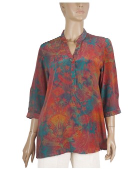 Short Silk Shirt - Rust