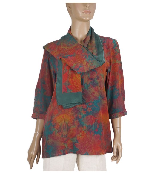 Short Silk Shirt - Rust