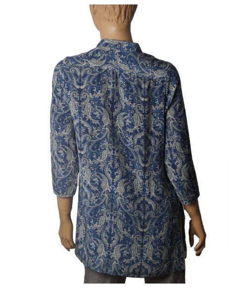 Antique Silk Kurti - Indigo Paisley