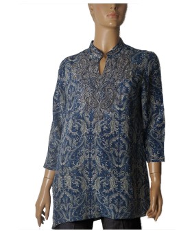 Antique Silk Kurti - Indigo Paisley